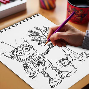 Netecom Cute Farm Robot Coloring Book Spiral Bound for Adults