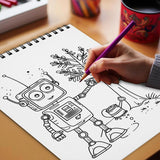 Netecom Cute Farm Robot Coloring Book Spiral Bound for Adults