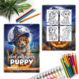 Netecom Cute Halloween Puppy Spiral Coloring Book for Adults