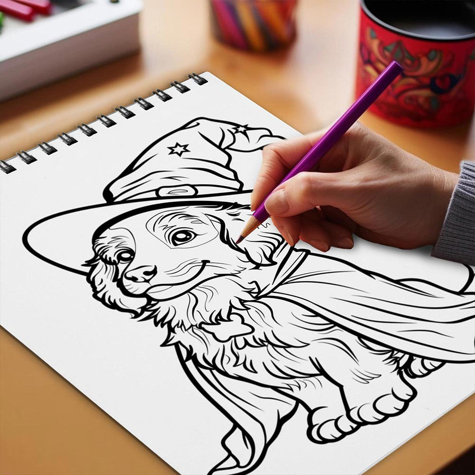 Netecom Cute Halloween Puppy Coloring Book Spiral Bound for Adults