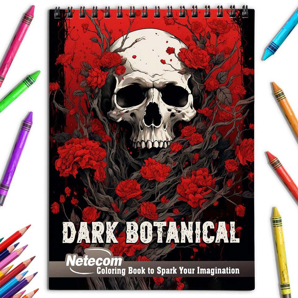 Netecom Dark Botanical Coloring Book for Adults