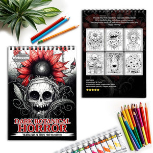 Netecom Dark Botanical Horror Spiral Coloring Book for Adults