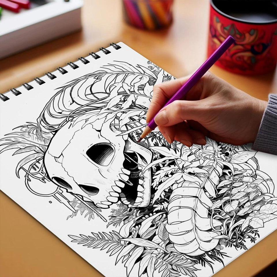 Netecom Dark Botanical Horror Coloring Book Spiral Bound for Adults