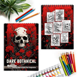 Netecom Dark Botanical Spiral Coloring Book for Adults