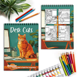 Netecom Desk Cats Spiral Coloring Book for Adults