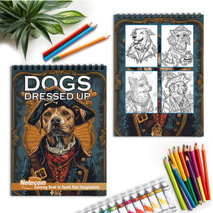 Netecom Dogs Dressed Up Spiral Coloring Book for Adults