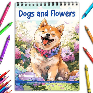 Netecom Dogs and Flowers Coloring Book for Adults