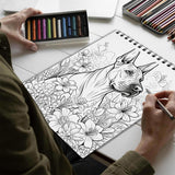 Netecom Dogs and Flowers Spiral Bound Coloring Book for Adults