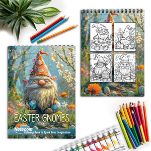 Netecom Easter Gnomes Spiral Coloring Book for Adults