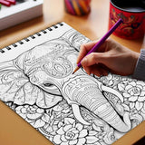 Netecom Elephant Mandala Coloring Book Spiral Bound for Adults