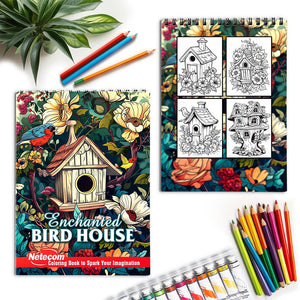 Netecom Enchanted Bird House Spiral Coloring Book for Adults