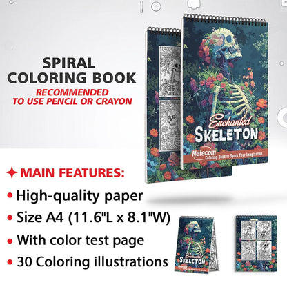 Netecom Enchanted Skeleton Coloring Sheets for Adults