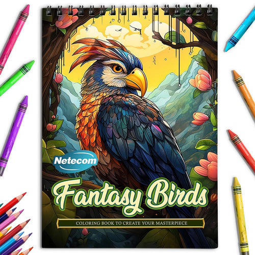 Netecom Fantasy Birds Coloring Book for Adults