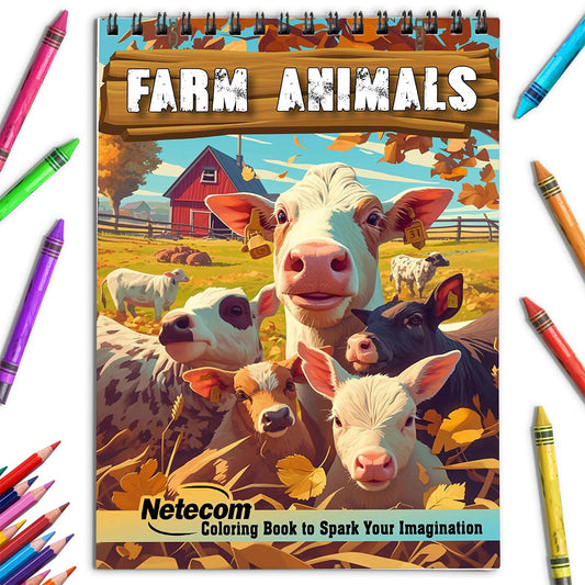 Netecom Farm Animals Coloring Book for Adulst