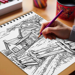 Netecom Farm Land Coloring Book Spiral Bound for Adults