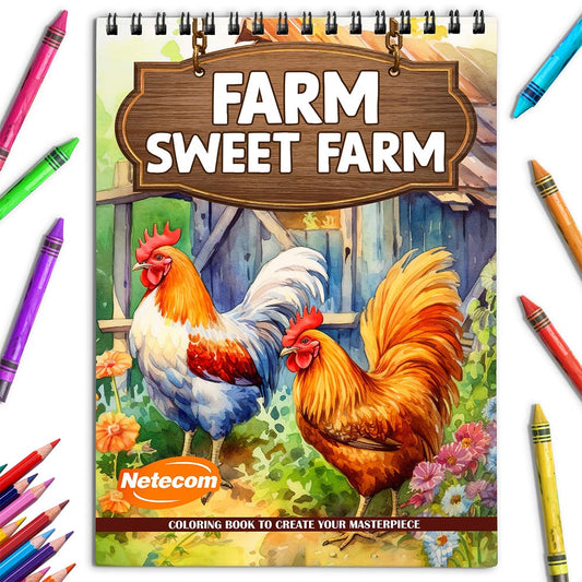 Netecom Farm Sweet Farm Coloring Book for Adults