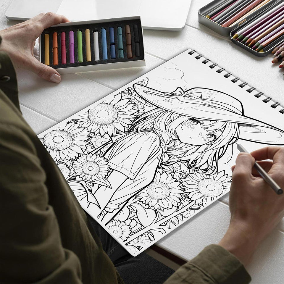 Netecom Farmer Girl Spiral Bound Coloring Book for Adults