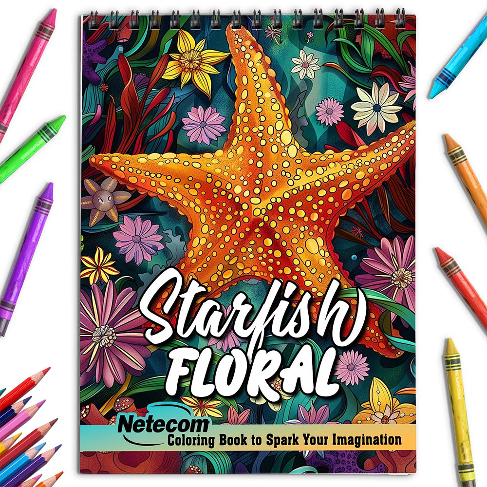 Netecom Floral Starfish Coloring Book for Adults
