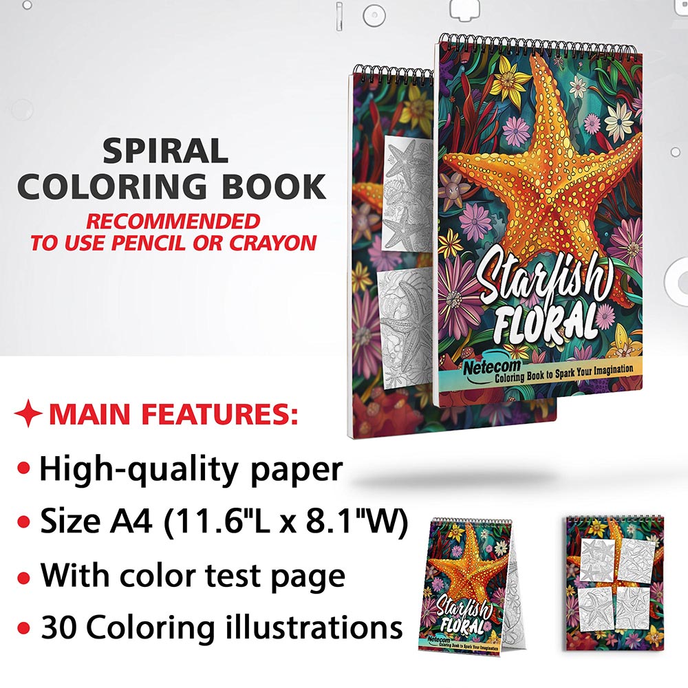 Netecom Floral Starfish Coloring Sheets for Adults