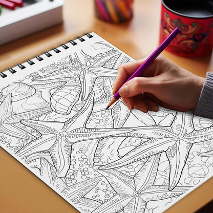 Netecom Floral Starfish Coloring Book Spiral Bound for Adults