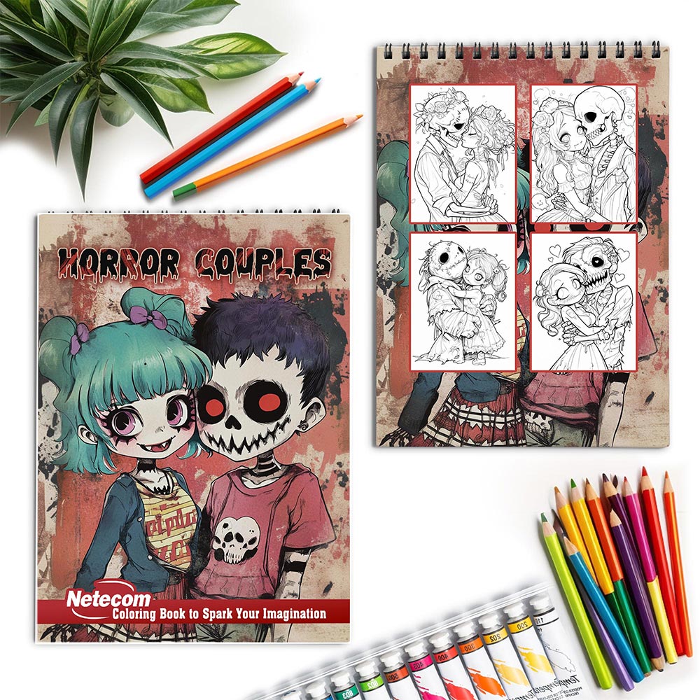Netecom Horror Couples Spiral Coloring Book for Adults