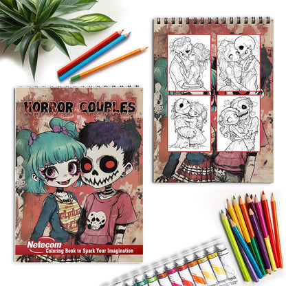 Netecom Horror Couples Spiral Coloring Book for Adults