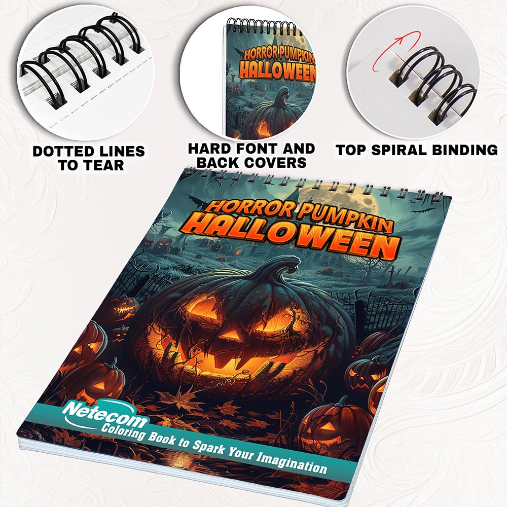 Netecom Horror Pumpkin Halloween Coloring Pages for Adults