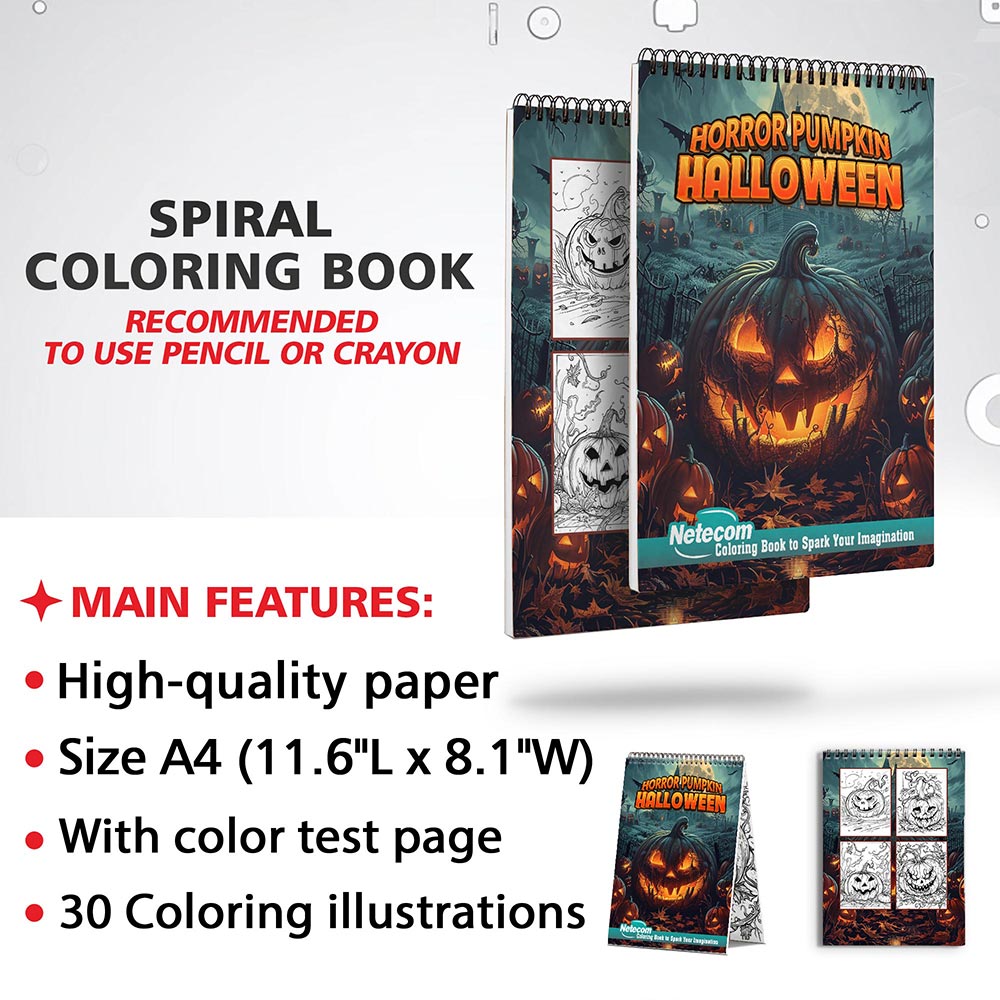 Netecom Horror Pumpkin Halloween Coloring Sheets for Adults