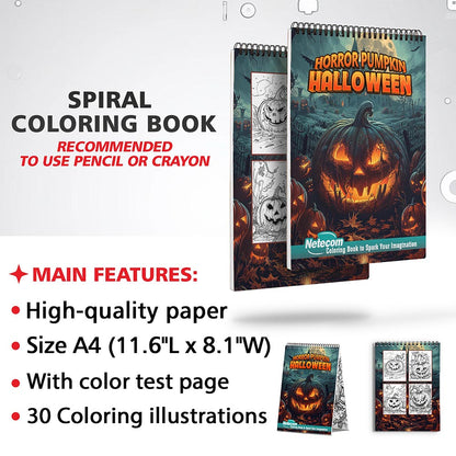 Netecom Horror Pumpkin Halloween Coloring Sheets for Adults