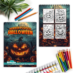 Netecom Horror Pumpkin Halloween Spiral Coloring Book for Adults
