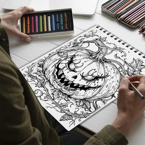 Netecom Horror Pumpkin Halloween Spiral Bound Coloring Book for Adults