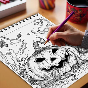 Netecom Horror Pumpkin Halloween Coloring Book Spiral Bound for Adults