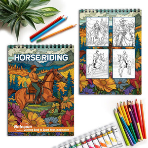 Netecom Horse Riding Spiral Coloring Book for Adults