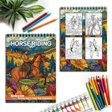 Netecom Horse Riding Spiral Coloring Book for Adults