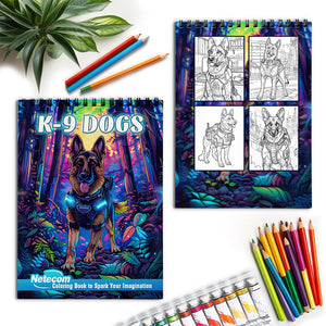 Netecom K-9 Dogs Spiral Coloring Book for Adults