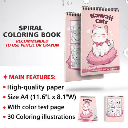 Netecom Kawaii Cats Coloring Sheets for Adults
