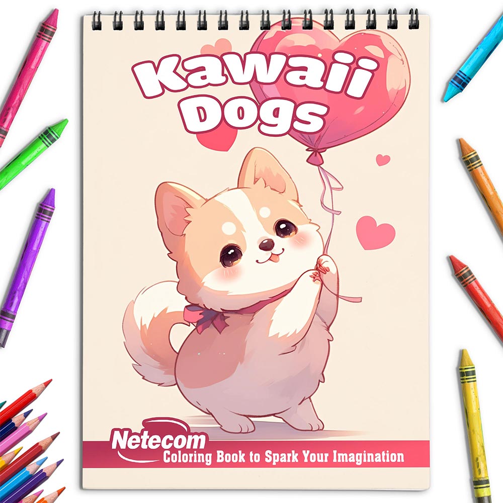 Netecom Kawaii Dogs Coloring Book for Adults