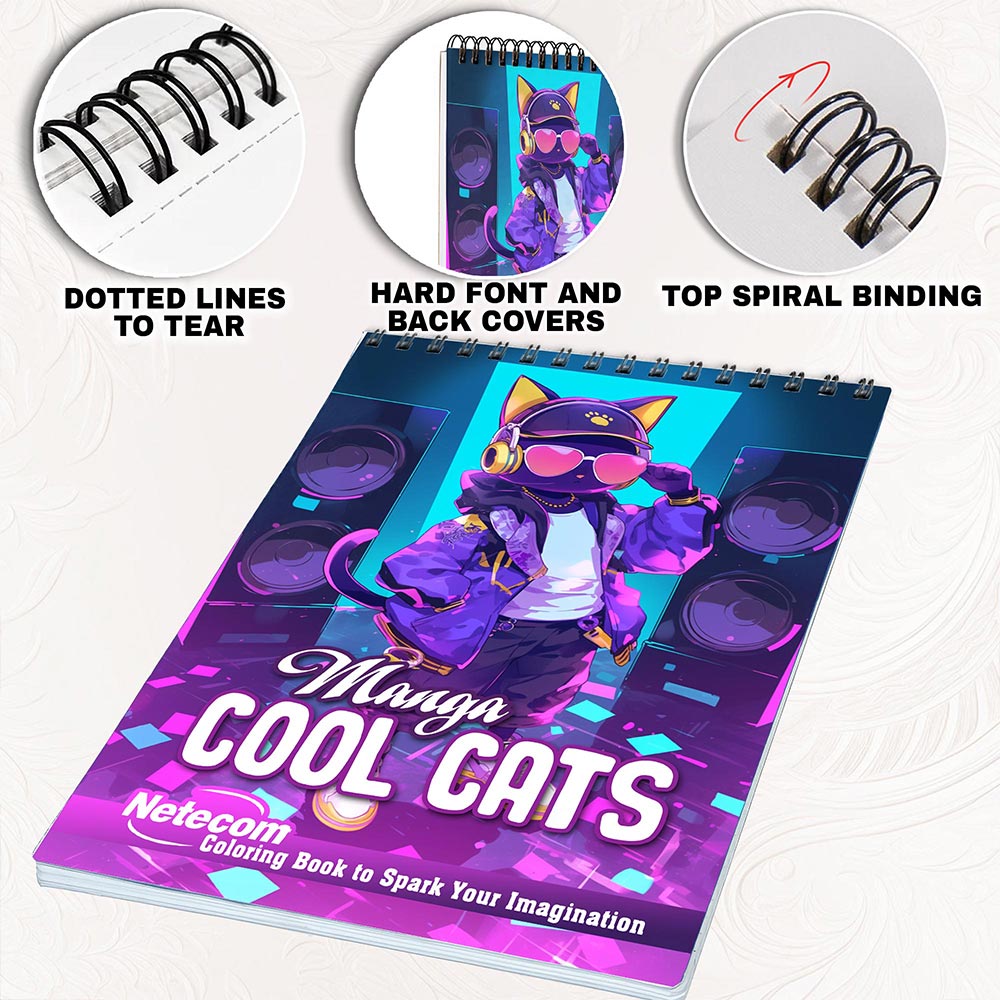 Netecom Manga Cool Cats Coloring Pages for Adults
