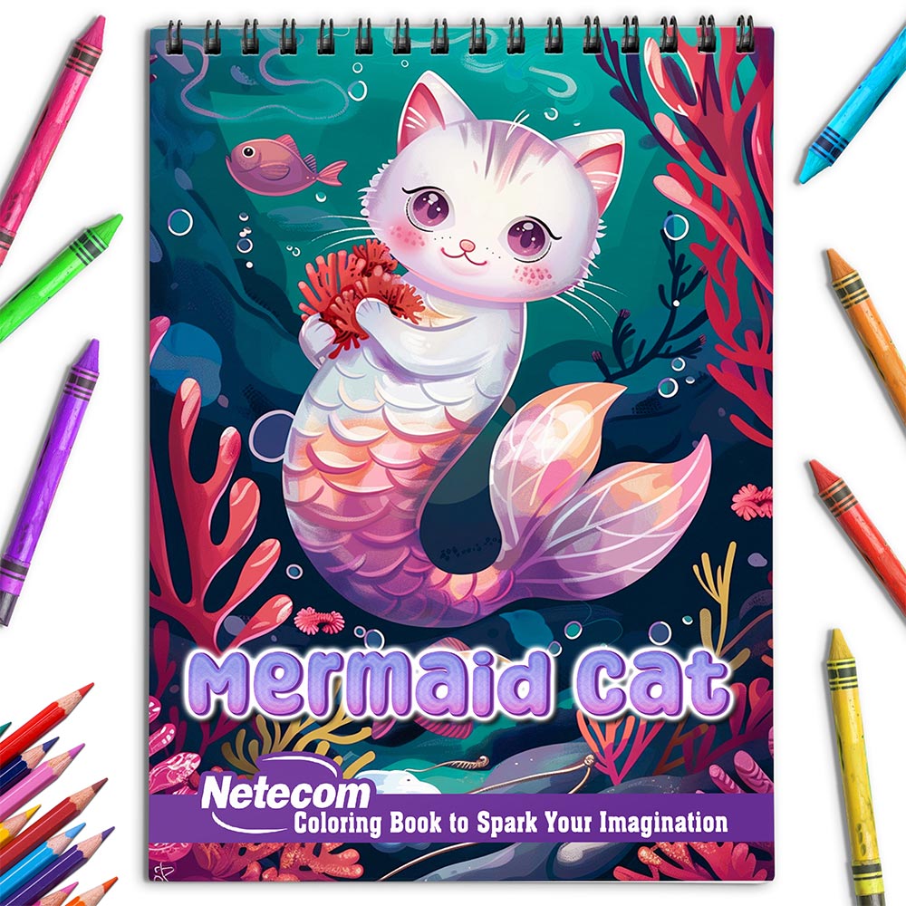 Netecom Mermaid Cat Coloring Book for Adults