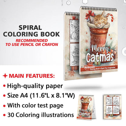 Netecom Merry Catmas Coloring Sheets for Adults
