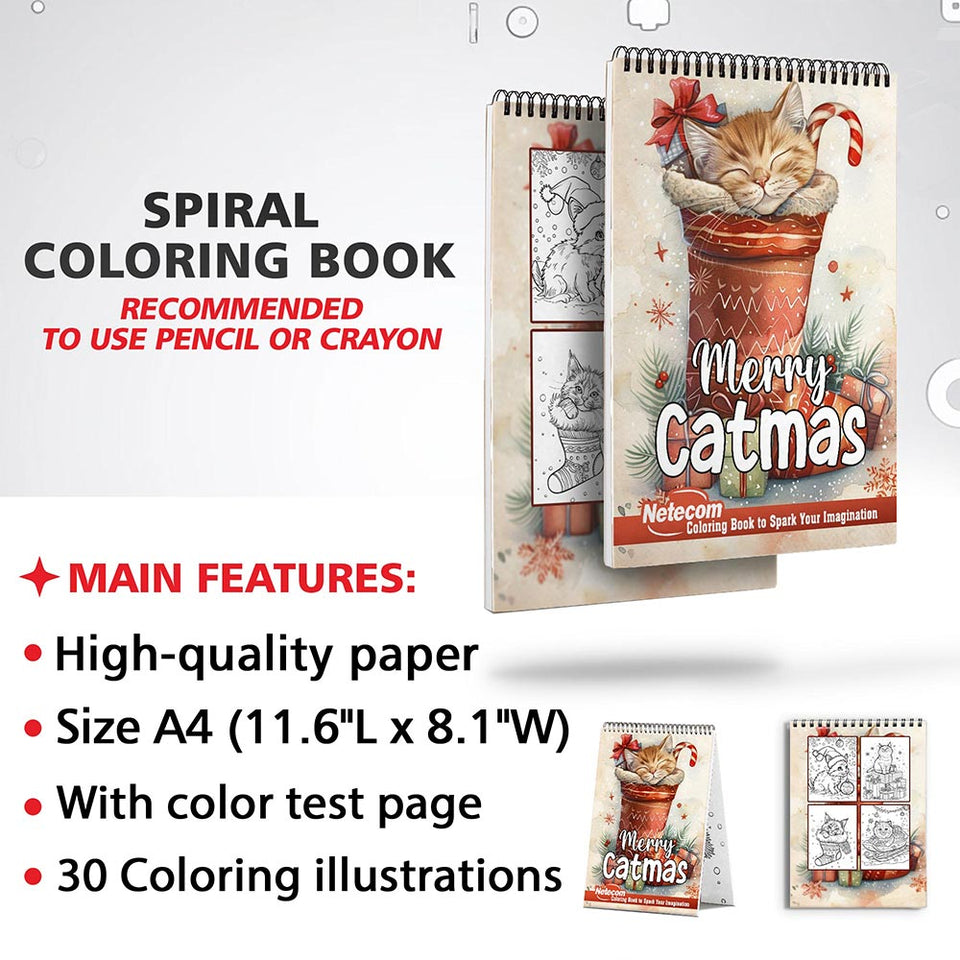 Netecom Merry Catmas Coloring Sheets for Adults