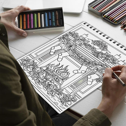 Netecom Merry Catmas Spiral Bound Coloring Book for Adults