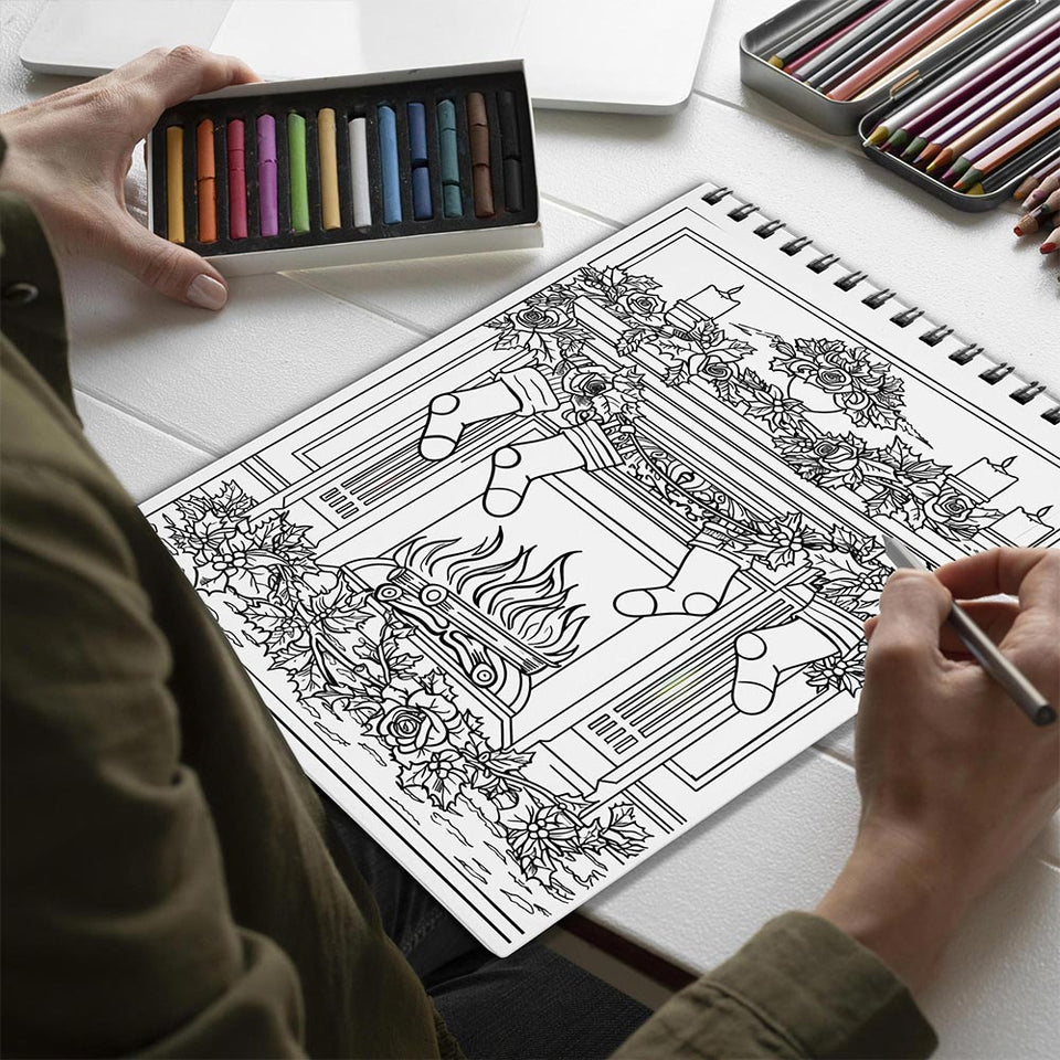 Netecom Merry Catmas Spiral Bound Coloring Book for Adults