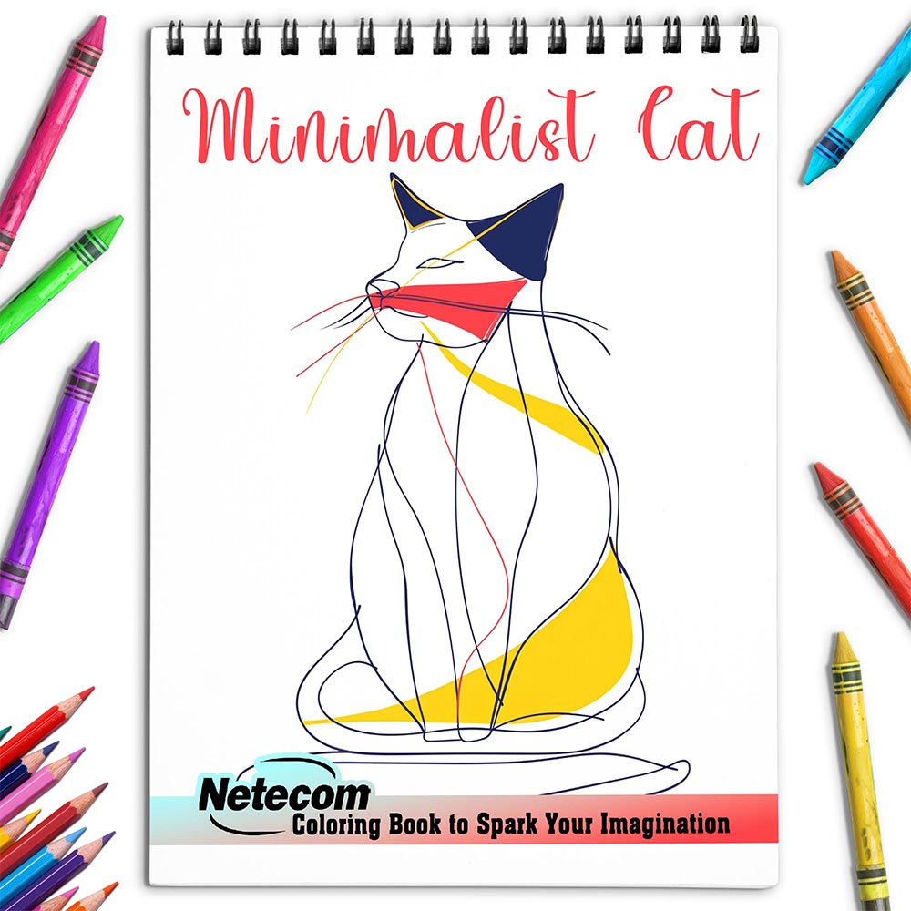 Netecom Minimalist Cat Coloring Book for Adults