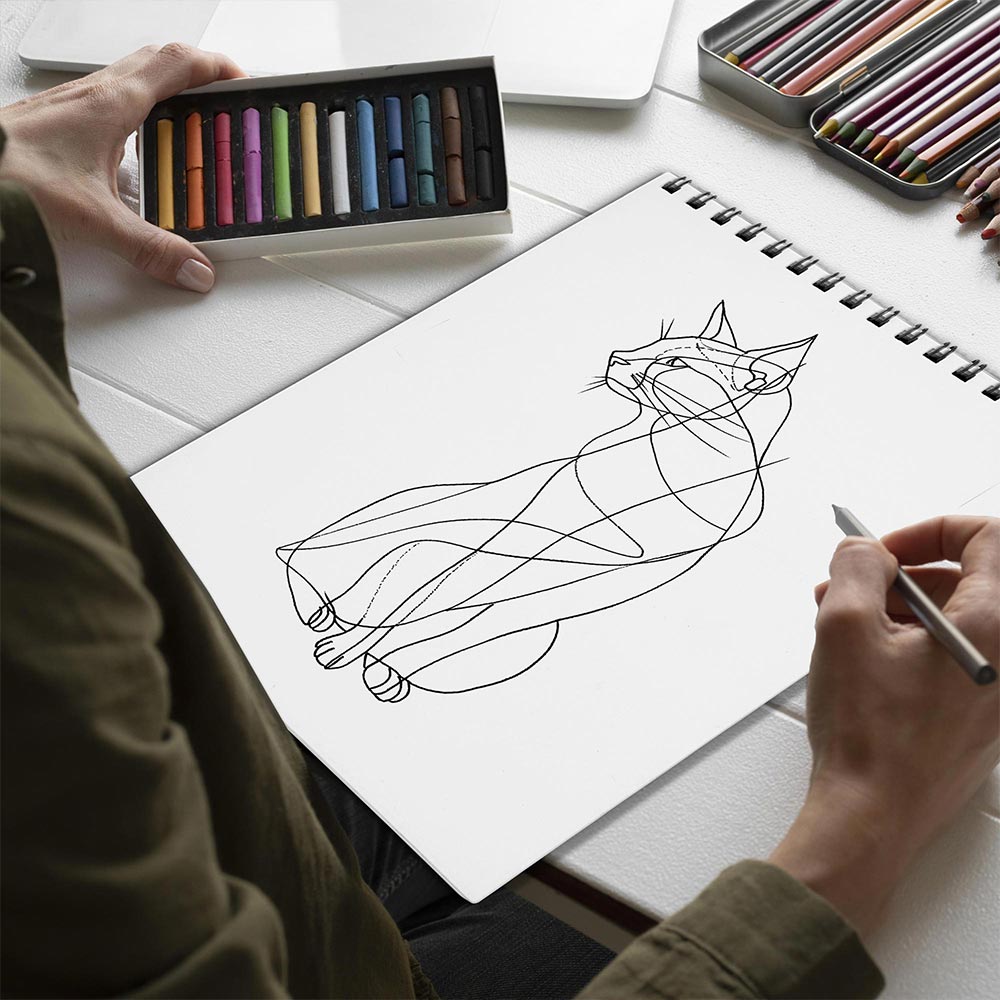 Netecom Minimalist Cat Spiral Bound Coloring Book for Adults