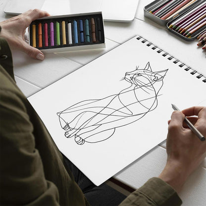 Netecom Minimalist Cat Spiral Bound Coloring Book for Adults