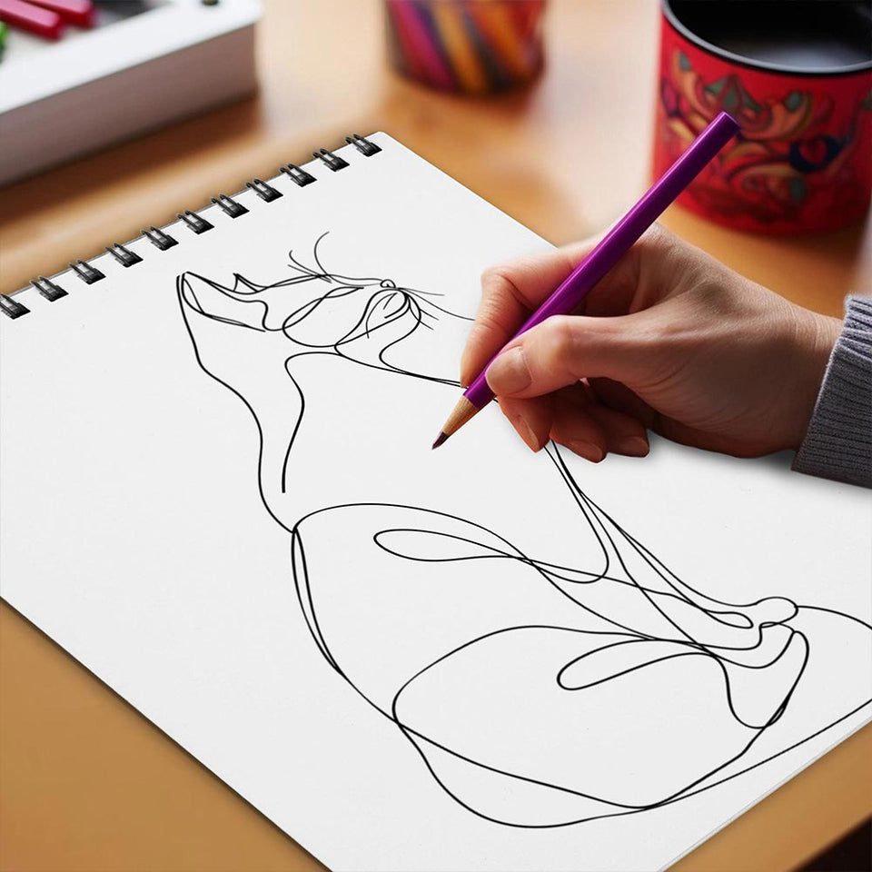 Netecom Minimalist Cat Coloring Book Spiral Bound for Adults