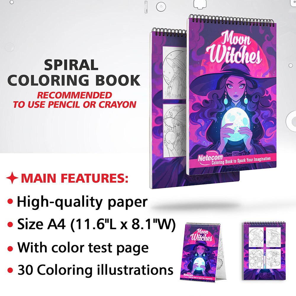 Netecom Moon Witches Coloring Sheets for Adults