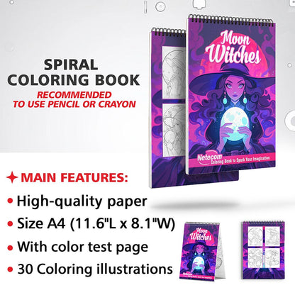 Netecom Moon Witches Coloring Sheets for Adults
