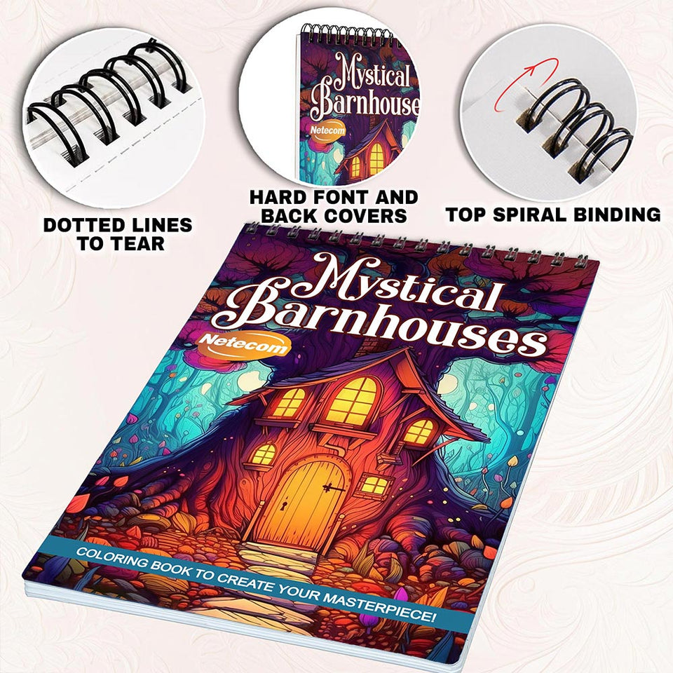 Netecom Mystical Barn houses Coloring Pages for Adults